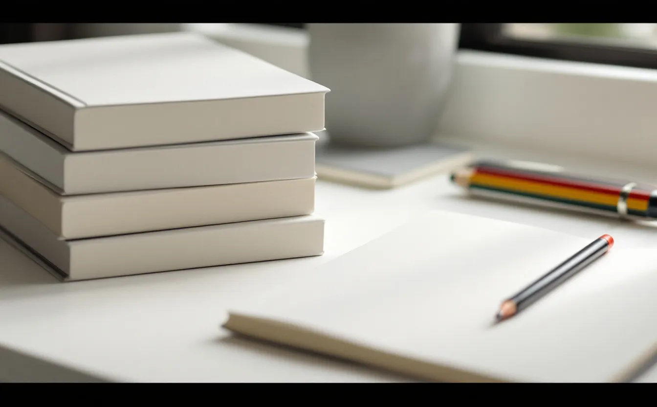 Open textbook and workbook on a table with a pencil and flashcards
