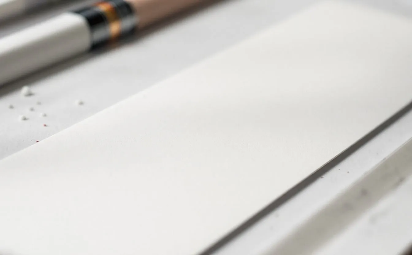 A pencil eraser and eraser crumbs on a blank sheet of paper